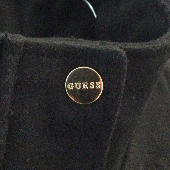 Guess Los Angeles Large Black Pea Coat w Belt - Picture 8 of 12